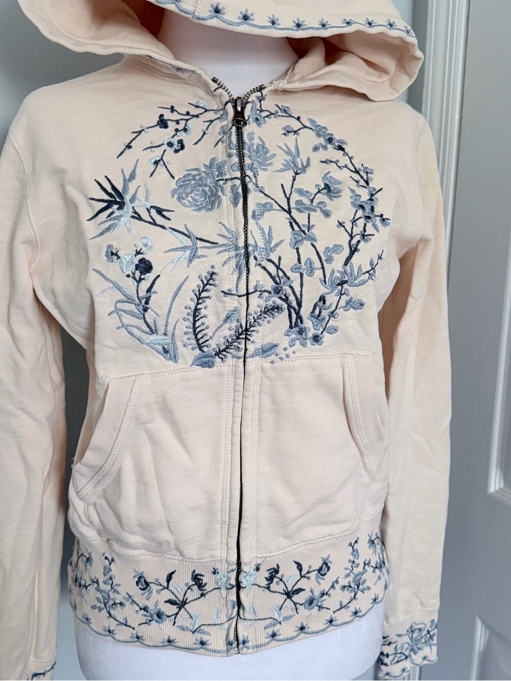 Lucky Brand vintage Y2K-era full-zip 3D embroidered hoodie boho fairycore floral - Picture 11 of 14